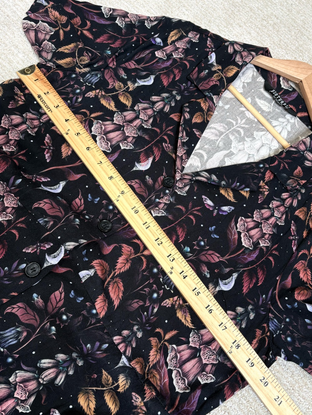 Disturbia Foxglove Midi Shirt Dress Size 8 Dark Floral Woodland Whimsical Print - Picture 10 of 14